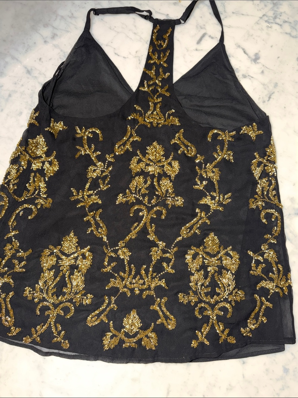 Alice+ Olivia top tank embroidered sequin gold Size XS - Picture 3 of 10
